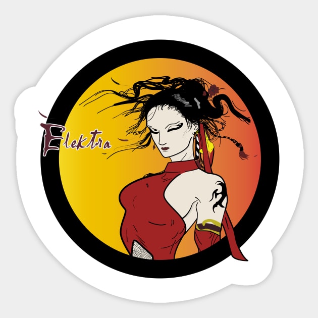 Superheroine Elektra Sticker by ArtGlobule